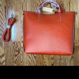 NEW Hynes Eagle Patent Leather Top Handle Handbag - Brown